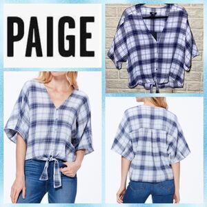 NWT MSRP $149 PAIGE Baylee Plaid Tie Hem Top Women's Size Medium